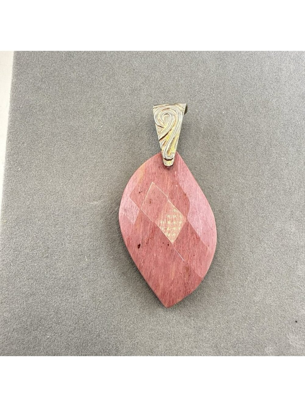 Jay King Pendant Pink Stone Chunky Artsy Organic Carved 28 grams Sterling Silver